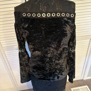 Lumie Velour Off Shoulder with Silver Grommets